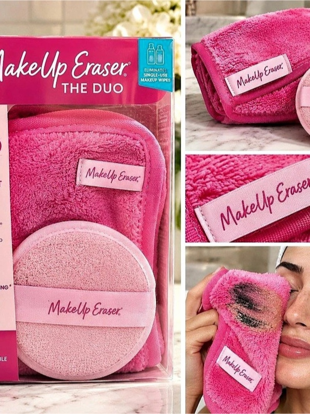 MakeUp Eraser The Duo: Mini Makeup Eraser + The Puff Pink